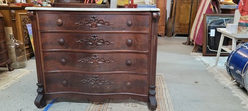 Antique serpentine front chest - antique,