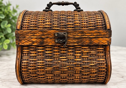 Wicker wood treasure chest - treasure,
