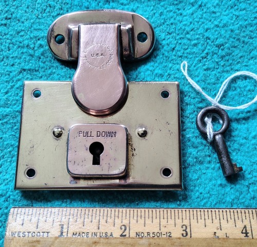 Antique eagle brass trunk lock - trunk,